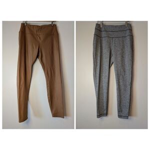 Lot of 2 Leggings Zelos Gray & RBX Brown High Rise Stretch Sz L